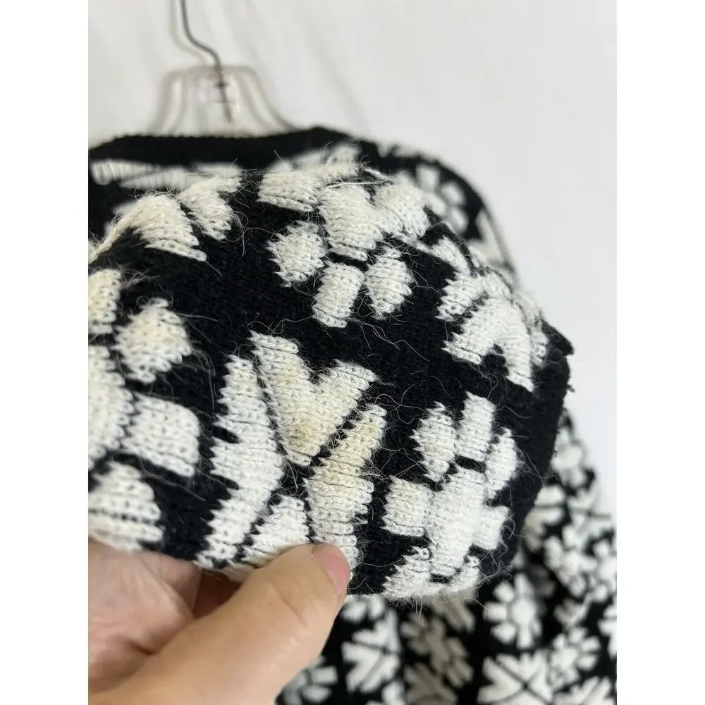 Vintage 3D Knit Cardigan Sweater Mirror Kitty‎ Hawk Vivan Wang Women's Artsy MED